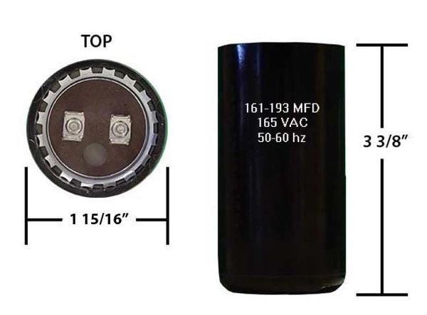 161-193 MFD 165 VAC motor start capacitor