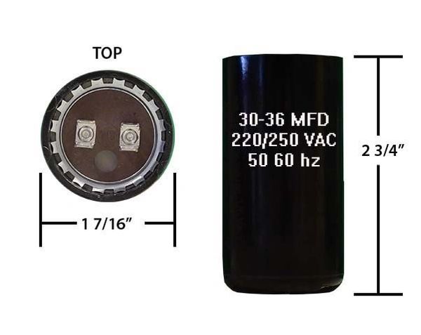 30-36 MFD 250 VAC motor start capacitor