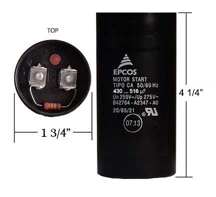 WEG 430-516 MFD 250 Volt Motor Start Capacitor