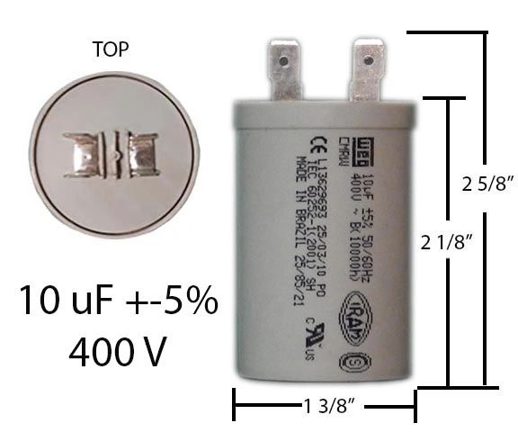 WEG 10 MFD 400 VAC Motor Run Capacitor