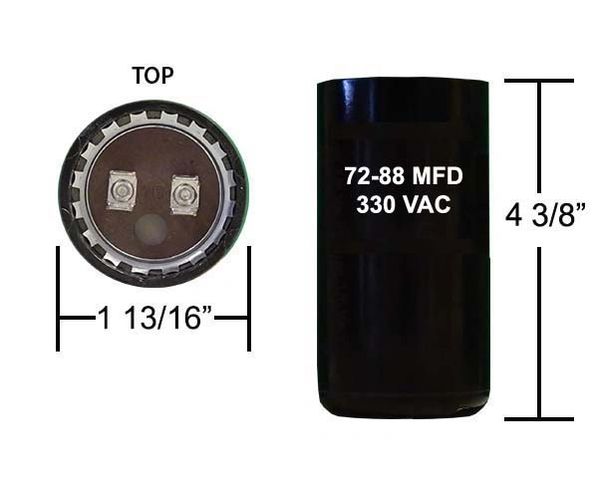 72-86 MFD 330 VAC Motor Start Capacitor