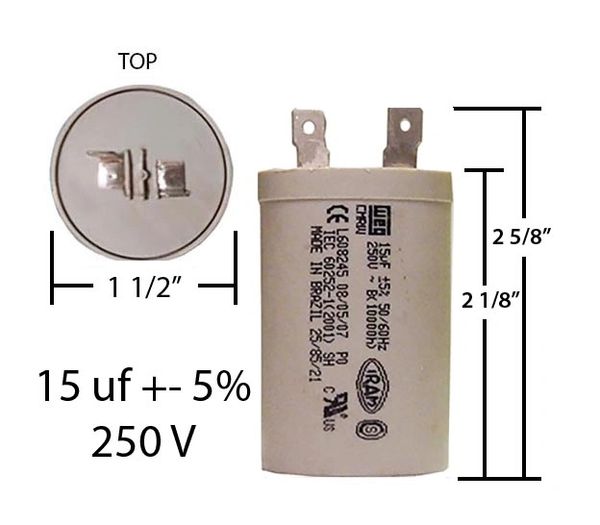 WEG 15 MFD 250 VAC Motor Run Capacitor