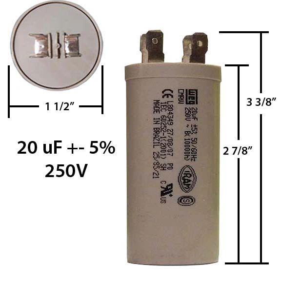 WEG 20 MFD 250 VAC Motor Run Capacitor