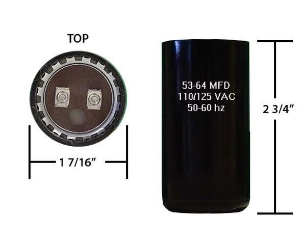 53-64 MFD 110/125 VAC Motor Start Capacitor