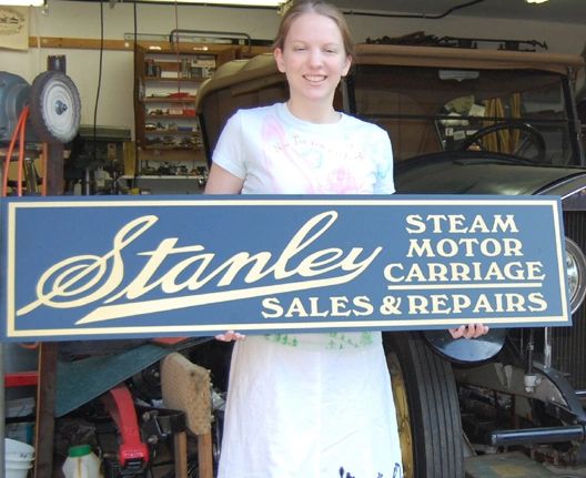 980 Stanley Motor Car Sign, Bronze on Black