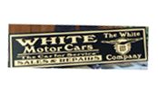 970 White Motor Car Sign, Bronze Lettering on Black background