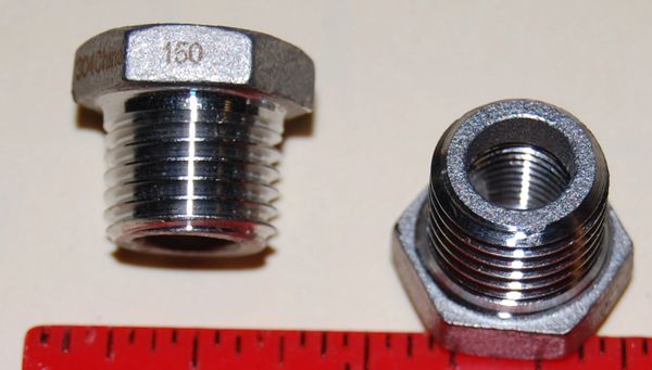 908 Stainless Steel 1/4" to 1/8" Hex Reducing Bushing