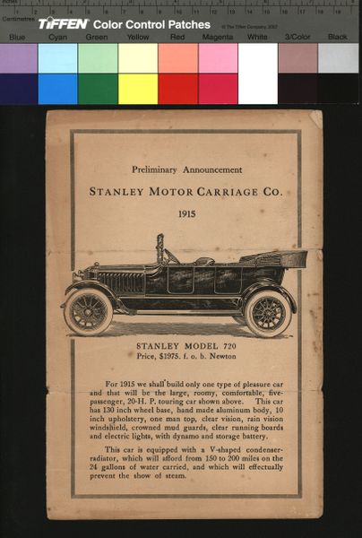 711 Preliminary Announcement - 1915 Stanley Motor Carriage Model 720