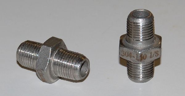 909 Stainless Steel Hex Nipple (Male to Male) 1/8 NPT