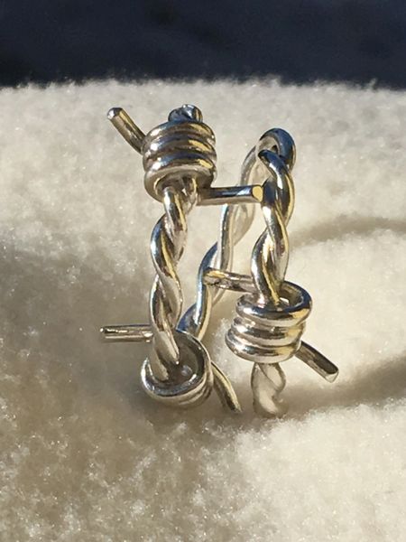 Sterling silver Full Size Kick Ass Coiled Barbed wire ring, adjustable.
