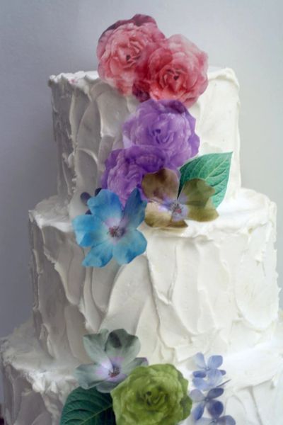 24 Wafer Paper Flowers And Leaves For Cake Decorating And