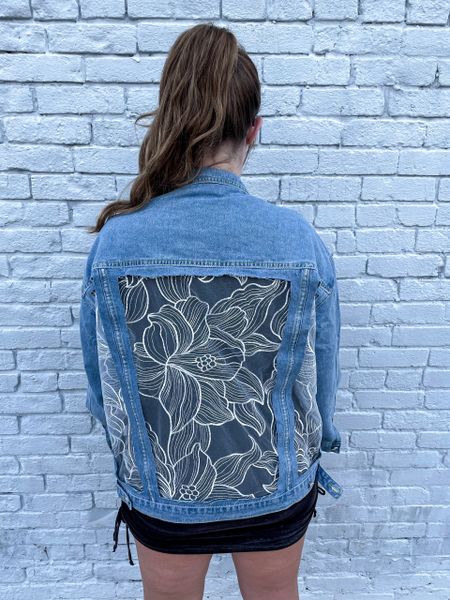 Denim Jacket with White Lace