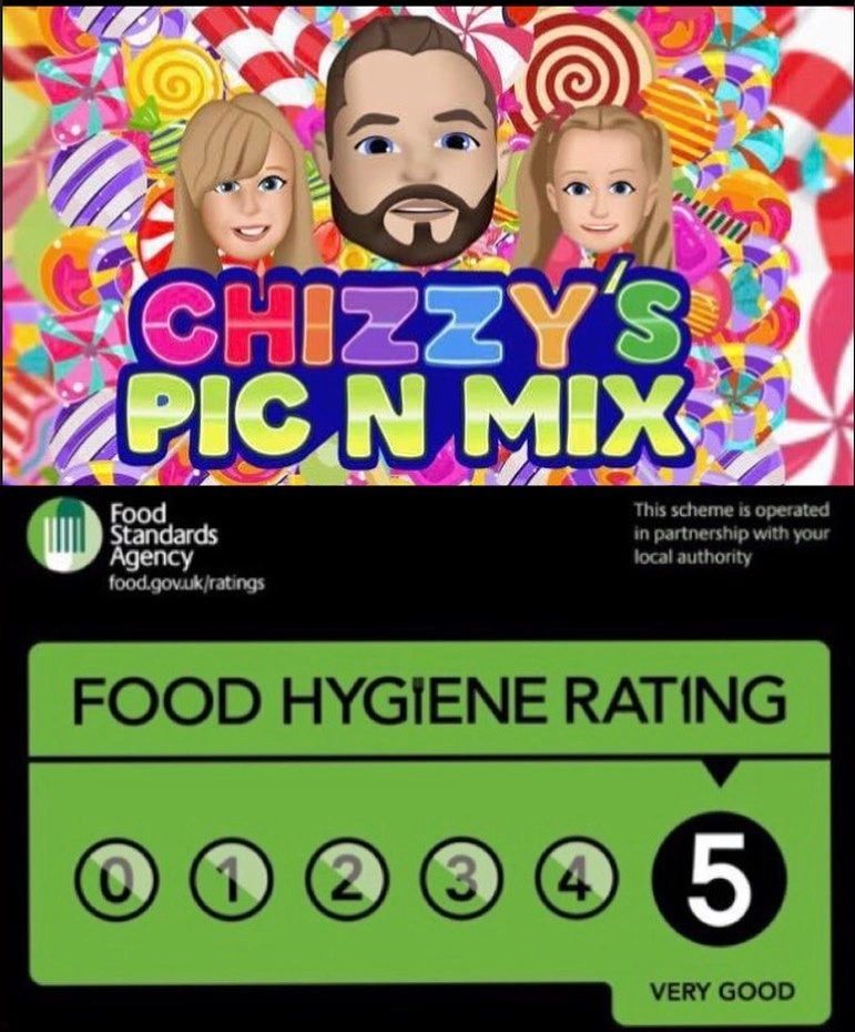 5 star food hygiene rating for chizzys pic n mix worthing. pick n mix sweet delivery, worthing, lanc