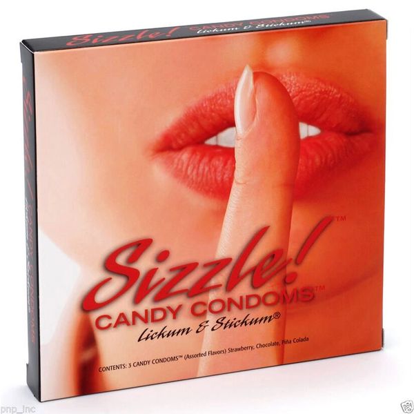 Sizzle! Candy Condoms - 3 Pack - Strawberry, Chocolate, and Pina Colada