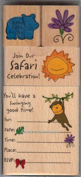 Plaid Rubber Stamp 48671 Saying Safari Celebration, Hippo Hurry, Monkey S23