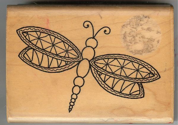 Old Town Crafts Rubber Stamp F-42 Battenburg Dragonfly SM S4