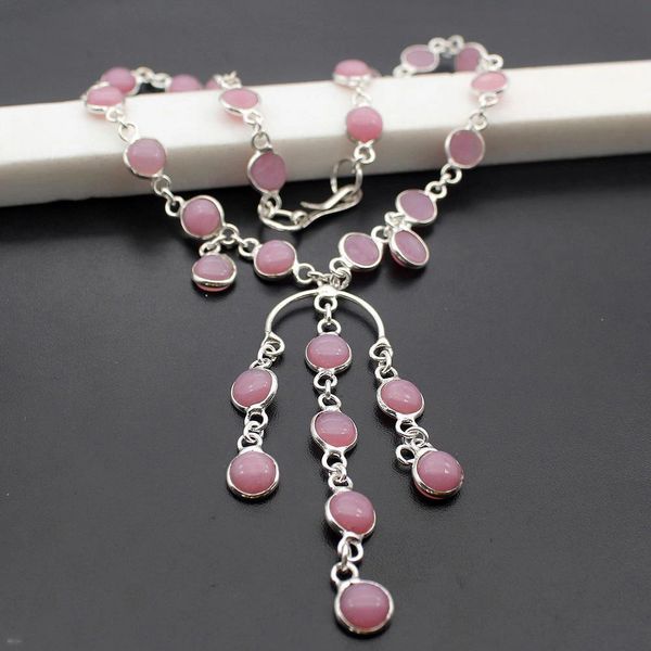 Rare Rose Quartz Choker 925 Sterling Silver Necklace