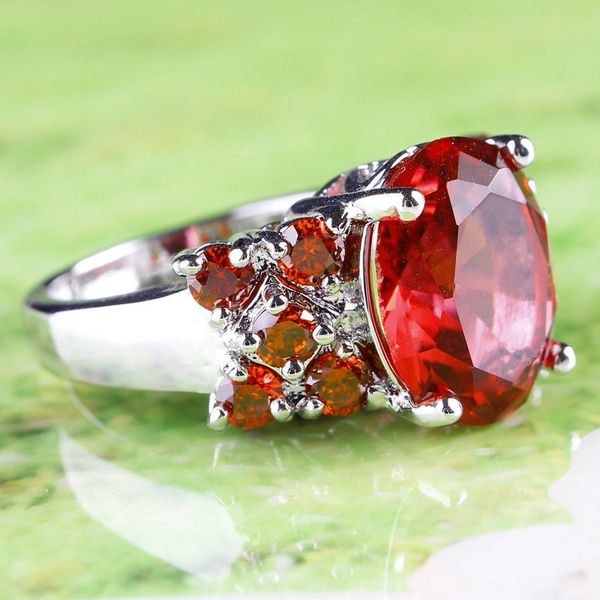 Ruby Spinel Gemstones Silver Ring Size 6