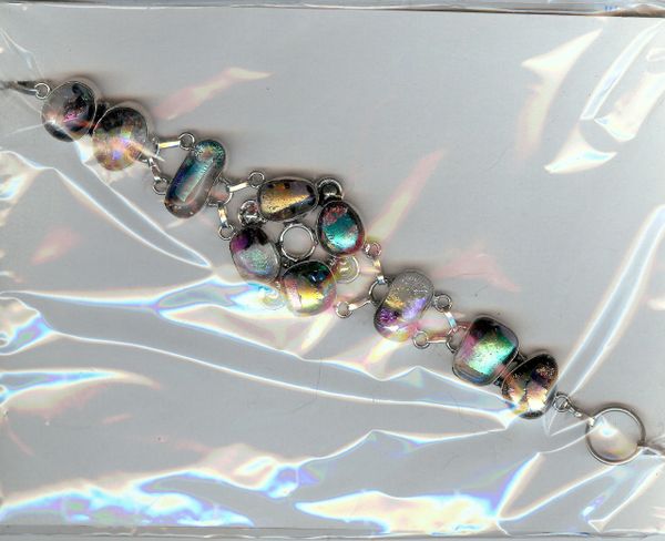 Handmade 925 Sterling silver Bracelet Dichroic Glass