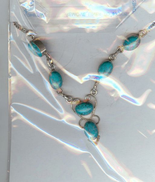 Handmade 925 Sterling Silver Turquoise Necklace 20"