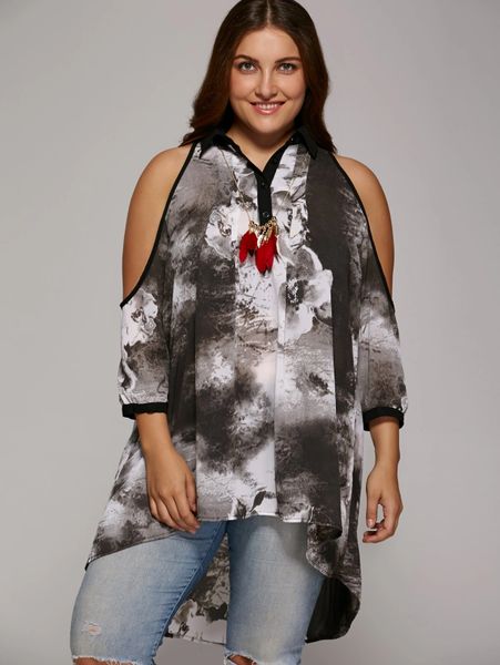 Plus Size Cold Shoulder Blouse