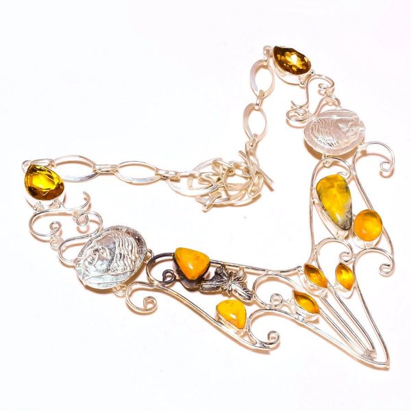 Bumble Bee with Citrine Topaz Handmade Gemstone Necklace