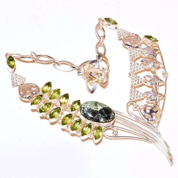 Seraphinite and Green Amethyst Handmade Gemstone Necklace