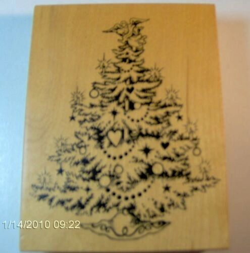 PSX Rubber Stamp K-495 Christmas Tree w/Candles & Angel on Top