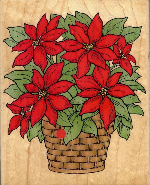 Hero Arts Rubber Stamp, S-1127 Poinsettia Basket B3