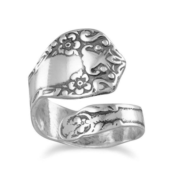 Sterling Silver Oxidized Floral Spoon Ring SSDS