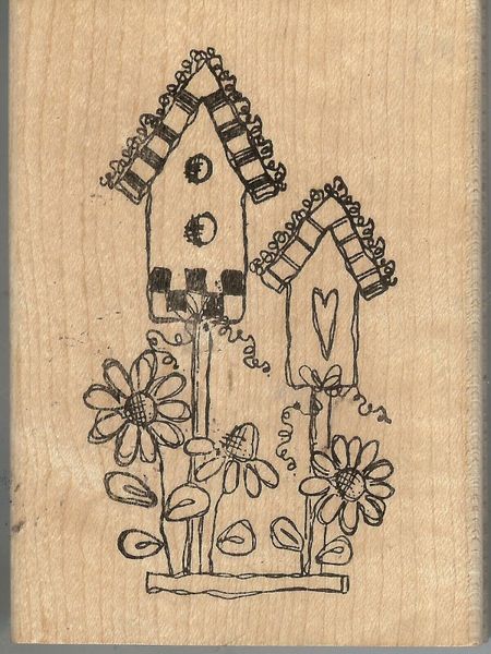 Imaginations Rubber Stamp G-149 Birdhouses and Flowers S18