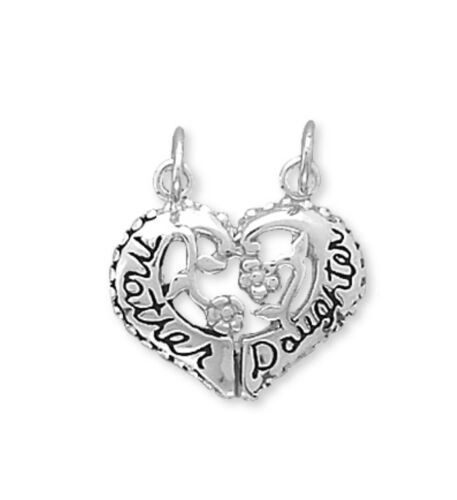 Silver Stars Heart Shaped Mother/Daughter Break-Away Charm Pendant SMMA1