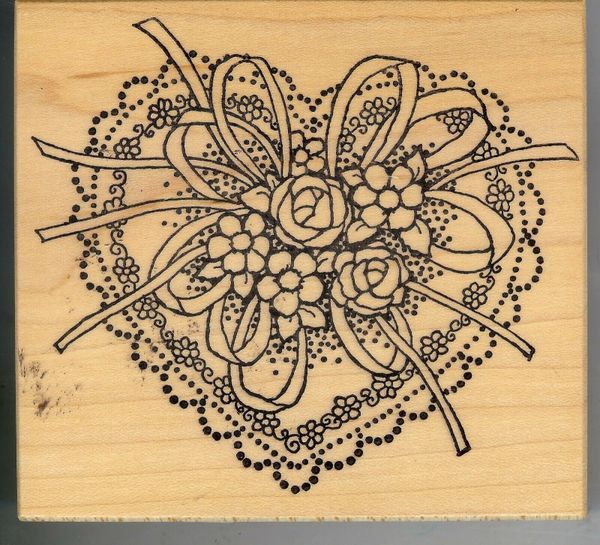 PSX Rubber Stamp K-927 Beautiful Bouquet of Flowers Doily B3