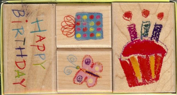 Kathy Davis Rubber Stamp Set of 4, Happy Birthday BD-96577, B3