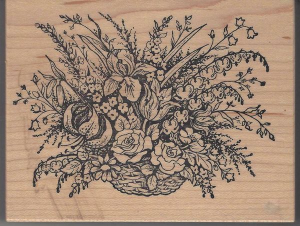 PSX Rubber Stamp K-787 Rare, Botanical Basket of Flowers S13