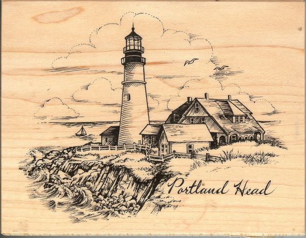 PSX Rubber Stamp Rare K-2779 Portland Head Lighthouse, Collage, B1
