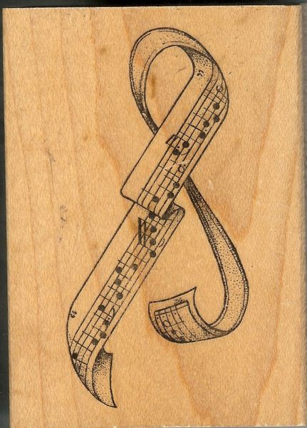 Ala Art Rubber Stamp D-27-026, Music Ribbon Gently Used S34