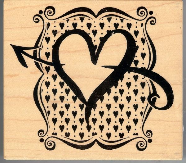 PSX Rubber Stamp Rare K-3111 Montage Collection Heart, Love, Collage B1