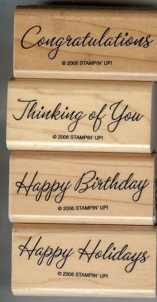 Stampin Up Lot of 4 Stamps Saying, Sentiment's, Birthday, Congratulations S11