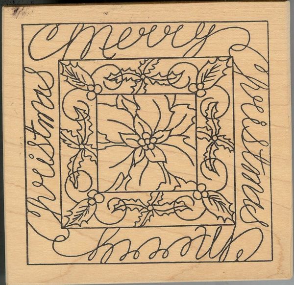 The Artful Stamper Rubber Stamp, Y-7299 Merry Christmas with Holly B2