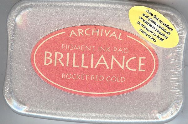 Tsukineko Brilliance Pigment Ink Pad BR-96 Rocket Red Gold NEW UDB2