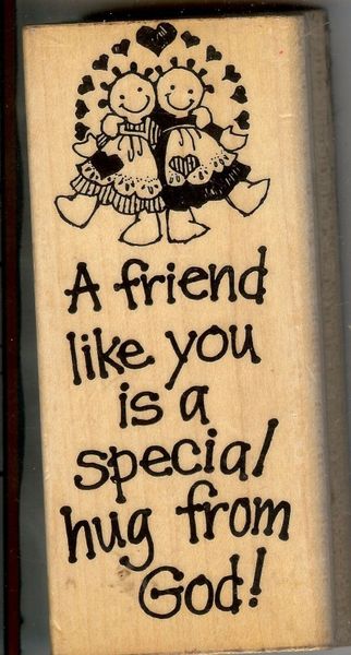 Stampendous Rubber Stamp N-06 Saying, Friends Hug, S5