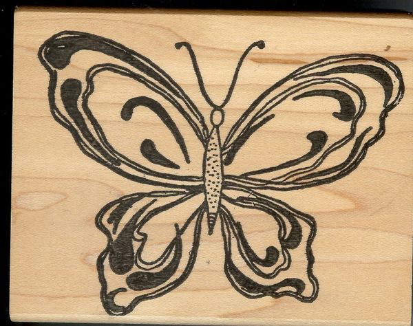 Parked On Rubber, Rubber Stamp Beautiful Brushstroke Outline Butterfly S35