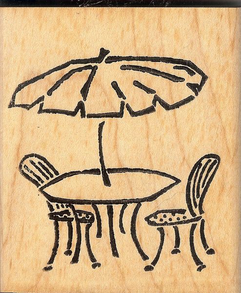 Love You to Bits Rubber Stamp Patio Set, Sidewalk Cafe Collage, S30