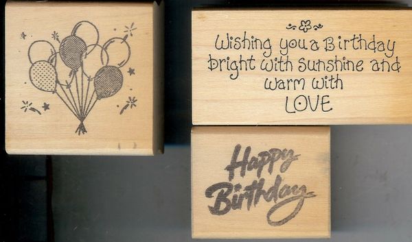 Lot of 3 Rubber Stamps, Birthday, Collage Gently Used & Free Shipping S15