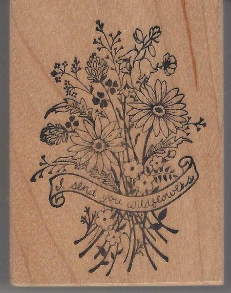 PSX Rubber Stamp F-198 Saying I send you Wildflowers. S11