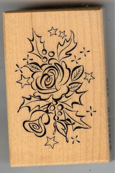 PSX Rubber Stamp F-3045 Rose & Holly S2