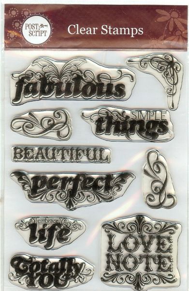 Hampton Arts Acrylic Stamp CS-4388 Post Script Sentiments, Set, New B2