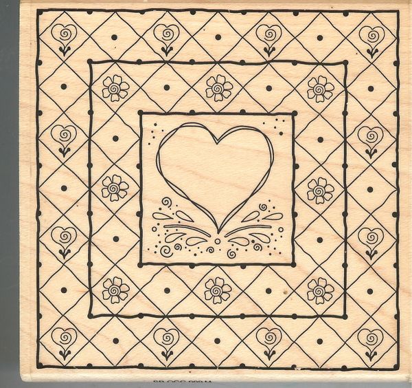 The Stamp Barn Rubber Stamp OCC-009M Outline Heart Pattern, Background, S19