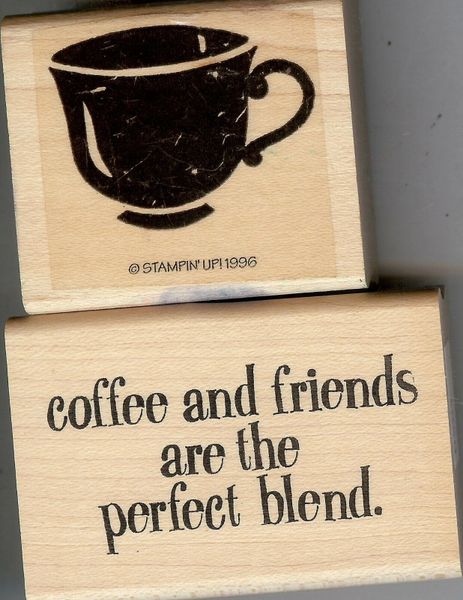 Lot of 2 Rubber Stamps, Saying Coffee and friends & Coffee Cup S41